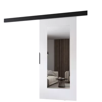 Tolóajtó tükörrel BARRET 19 - 76 cm, fehér / fekete
