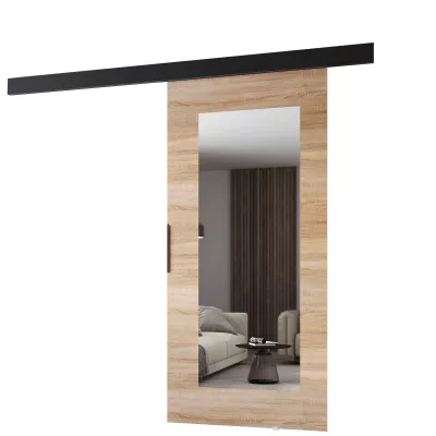 Tolóajtó tükörrel BARRET 19 - 86 cm, sonoma tölgy / fekete