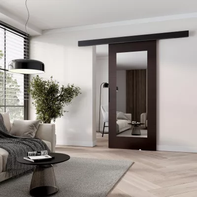 Tolóajtó tükörrel BARRET 19 - 86 cm, wenge / fekete