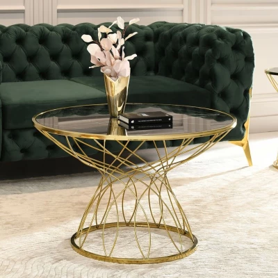 ELIMAR designer dohányzóasztal - fekete márvány / arany