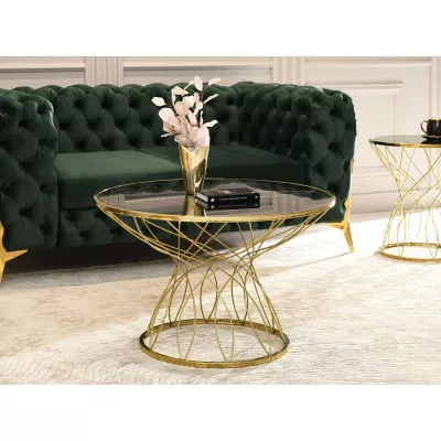 ELIMAR designer dohányzóasztal - fekete márvány / arany