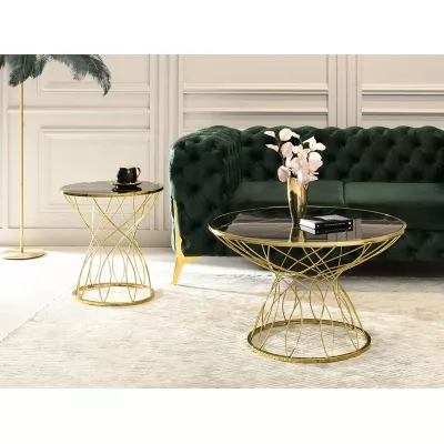 ELIMAR designer dohányzóasztal - fekete márvány / arany