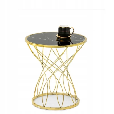 ELIMAR 01 design dohányzóasztal - fekete márvány / arany