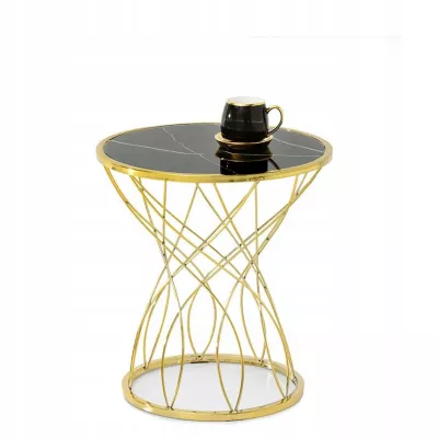 ELIMAR 01 design dohányzóasztal - fekete márvány / arany