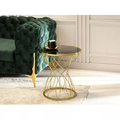 ELIMAR 01 design dohányzóasztal - fekete márvány / arany