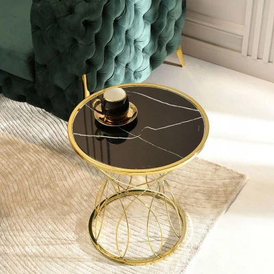 ELIMAR 01 design dohányzóasztal - fekete márvány / arany