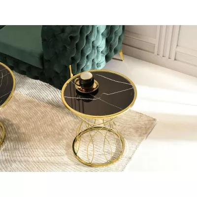 ELIMAR 01 design dohányzóasztal - fekete márvány / arany