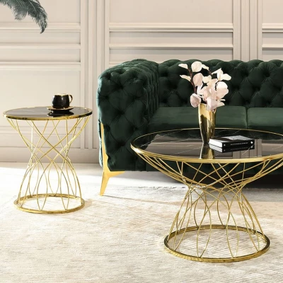 ELIMAR 01 design dohányzóasztal - fekete márvány / arany