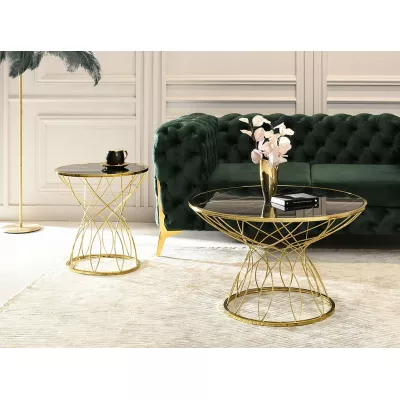 ELIMAR 01 design dohányzóasztal - fekete márvány / arany