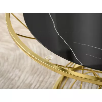 ELIMAR 01 design dohányzóasztal - fekete márvány / arany