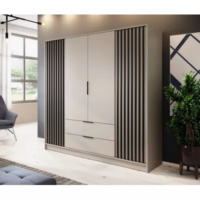 Négyajtós gardróbszekrény MARFA - szélesség 206 cm, kasmír / fekete