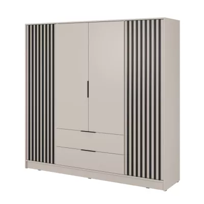Négyajtós gardróbszekrény MARFA - szélesség 206 cm, kasmír / fekete