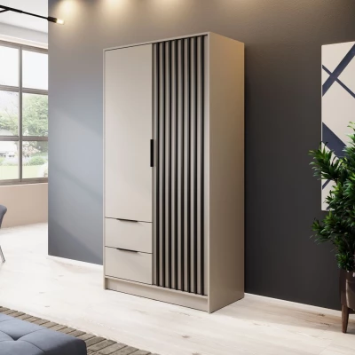 Kétajtós ruhásszekrény MARFA - szélesség 105 cm, kasmír / fekete