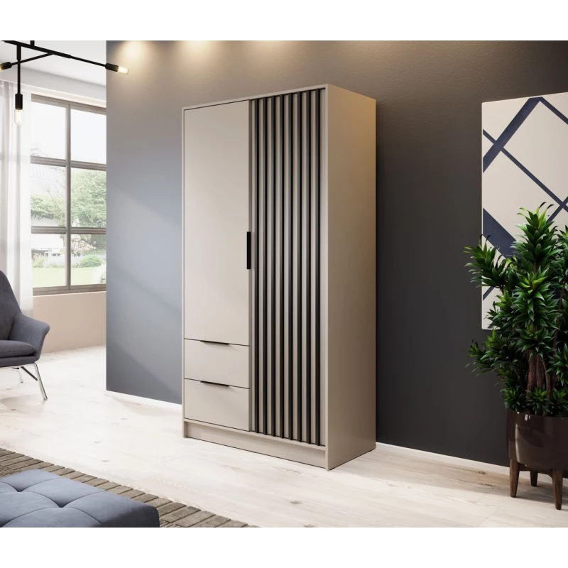 Kétajtós ruhásszekrény MARFA - szélesség 105 cm, kasmír / fekete