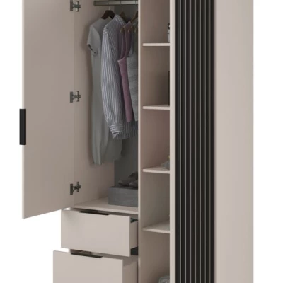 Kétajtós ruhásszekrény MARFA - szélesség 105 cm, kasmír / fekete