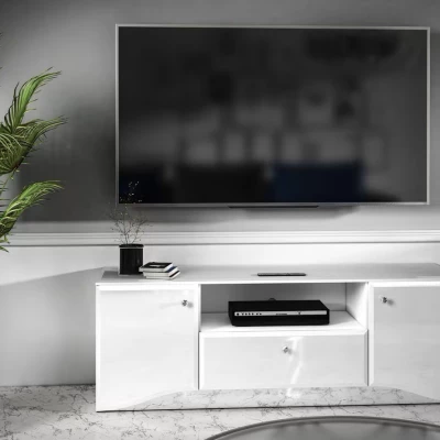 TV-állvány SANTINA - fényes fehér