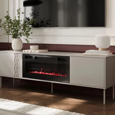 TV állvány elektromos kandallóval HARTSELE - bézs