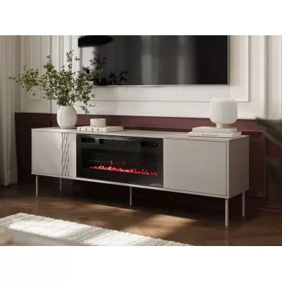 TV állvány elektromos kandallóval HARTSELE - bézs