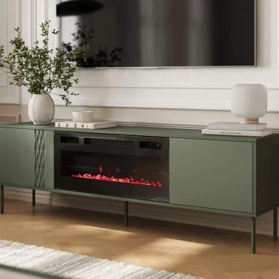 TV állvány elektromos kandallóval HARTSELE - zöld
