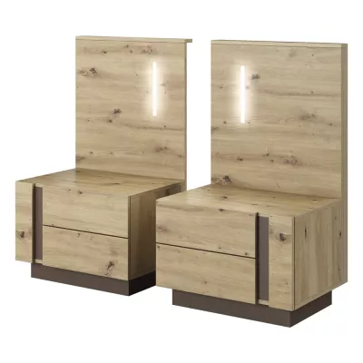 2 db-os éjjeliszekrény szett DOTHAN - artisan tölgy / grafit + INGYENES LED világítás