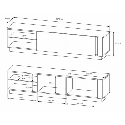 TV állvány 187 cm DOTHAN - artisan tölgy / grafit