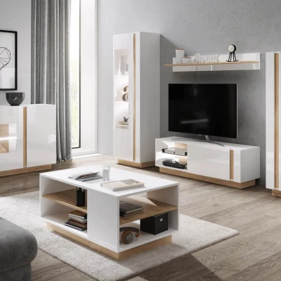 TV állvány 187 cm DOTHAN - unokája tölgy / fehér / fényes fehér