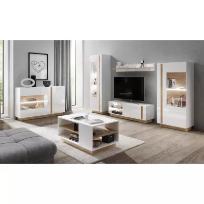 TV állvány 187 cm DOTHAN - unokája tölgy / fehér / fényes fehér