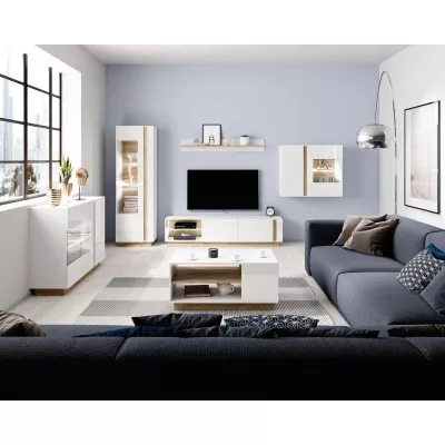 TV állvány 187 cm DOTHAN - unokája tölgy / fehér / fényes fehér