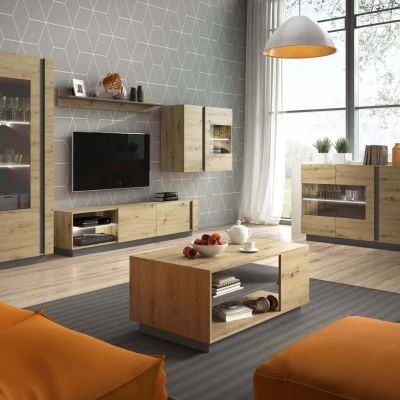 TV állvány 138 cm DOTHAN - artisan tölgy / grafit