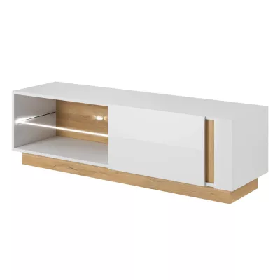 TV állvány 138 cm DOTHAN - unokája tölgy / fehér / fényes fehér