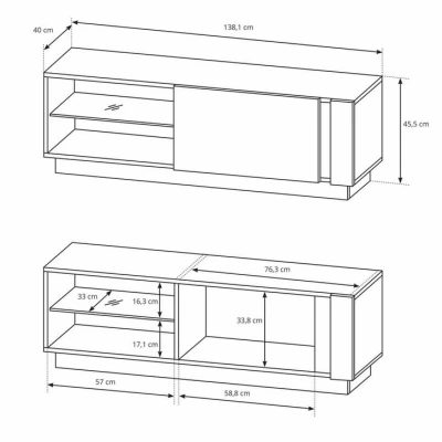 TV állvány 138 cm DOTHAN - artisan tölgy / grafit