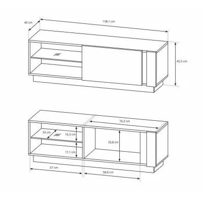 TV állvány 138 cm DOTHAN - artisan tölgy / grafit