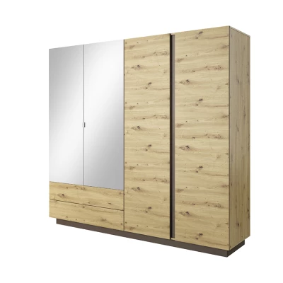 Szekrény tükörrel 220 cm DOTHAN - artisan tölgy / grafit