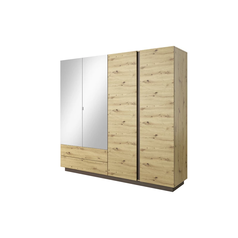 Szekrény tükörrel 220 cm DOTHAN - artisan tölgy / grafit