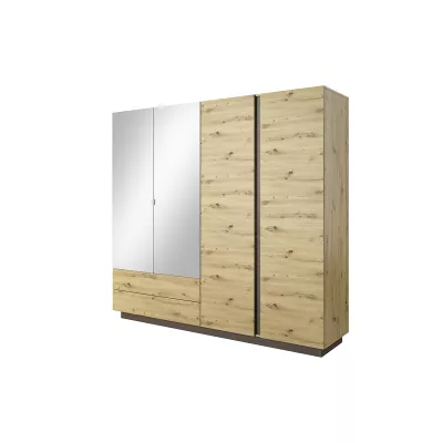 Szekrény tükörrel 220 cm DOTHAN - artisan tölgy / grafit
