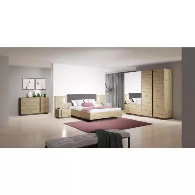 Szekrény tükörrel 220 cm DOTHAN - artisan tölgy / grafit