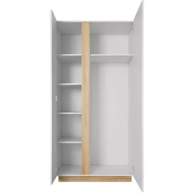 Kétajtós szekrény 97 cm DOTHAN - unokája tölgy / fehér / fényes fehér