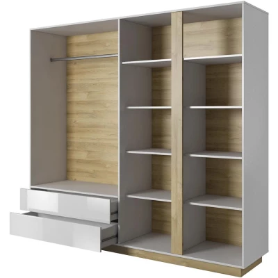 Hálószoba szett ággyal 160x200 DOTHAN - unokája tölgy / fényes fehér / fehér