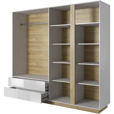 Hálószoba szett ággyal 160x200 DOTHAN - unokája tölgy / fényes fehér / fehér