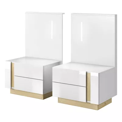 Hálószoba szett ággyal 160x200 DOTHAN - unokája tölgy / fényes fehér / fehér