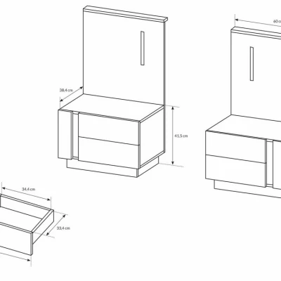 Hálószoba szett ággyal 160x200 DOTHAN - unokája tölgy / fényes fehér / fehér