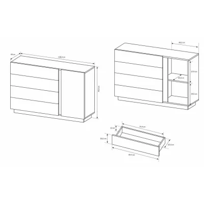 Hálószoba szett ággyal 160x200 DOTHAN - unokája tölgy / fényes fehér / fehér