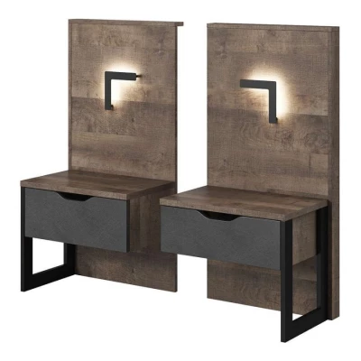 2 db-os éjjeliszekrény szett GORDO - tölgy homok grande / matera + LED világítás INGYEN