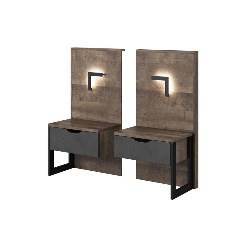 2 db-os éjjeliszekrény szett GORDO - tölgy homok grande / matera + LED világítás INGYEN