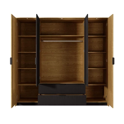 Nagy tükrös gardrób 220 cm BRENT - balti tölgy / fekete