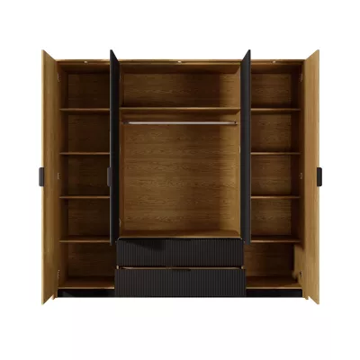 Nagy tükrös gardrób 220 cm BRENT - balti tölgy / fekete