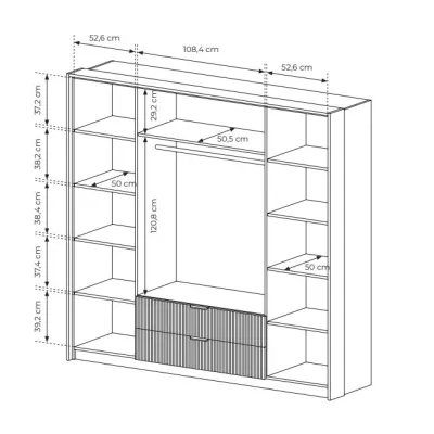 Nagy tükrös gardrób 220 cm BRENT - balti tölgy / fekete