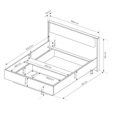 Hálószoba szett ággyal 160x200 BRENT - Balti tölgy / fekete