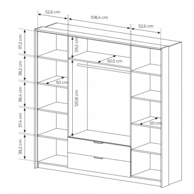 Szekrény tükörrel 220 cm CALERA - gesztenye / antracit