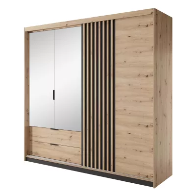Tükrös ruhásszekrény 220 cm REFORM - artisan tölgy / antracit
